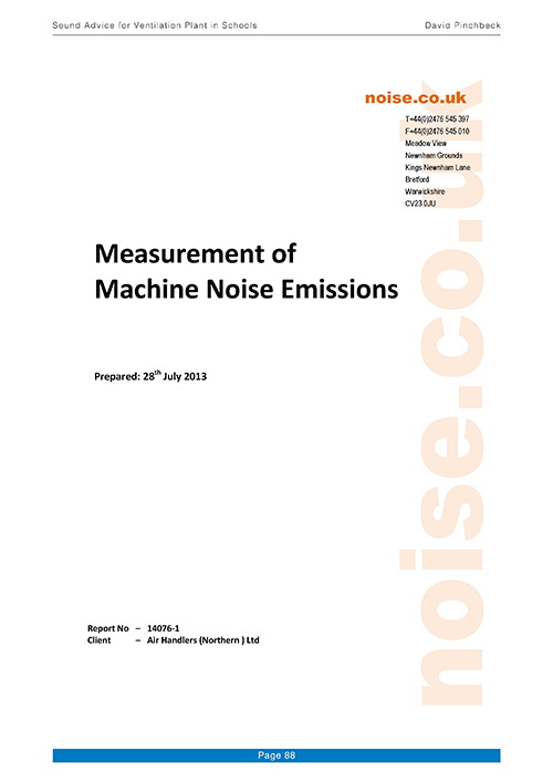 Measurement of Machine noise emissions report